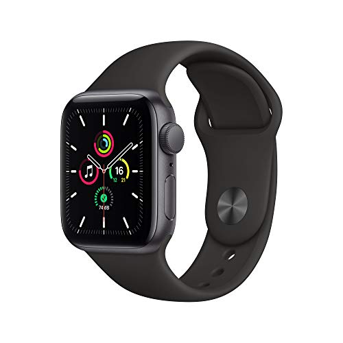 Apple Watch SE (GPS, 40 mm) Aluminiumgehäuse Space Grau, Sportarmband Schwarz
