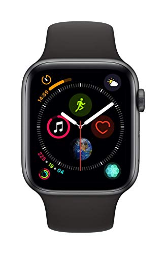Apple Watch Series 4 (GPS) 44 mm Aluminiumgehäuse,Space Grau,mit Sportarmband,Schwarz