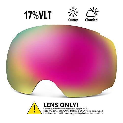 OutdoorMaster Ski Goggles PRO Replacement Lens - 20 (VLT 17% Rose)