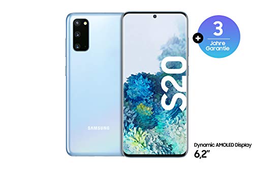 Samsung Galaxy S20 Smartphone Bundle (128 GB interner Speicher, 8 GB RAM, Hybrid SIM, Android inkl. 36 Monate Herstellergarantie [Exklusiv bei Amazon] Deutsche Version, cloud blue)