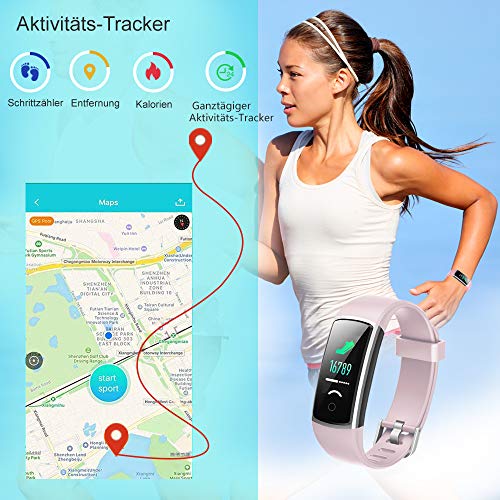 YAMAY Fitness Armband mit Pulsmesser Wasserdicht IP67 Fitness Tracker Aktivit Aa 