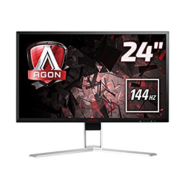 AOC AGON AG241QX 60,5cm (23,8 Zoll) Monitor (DVI,HDMI,USB Hub,Displayport,1ms Reaktionszeit,2560 x 1440,144Hz,FreeSync) schwarz/rot (Free-Sync (nicht curved))