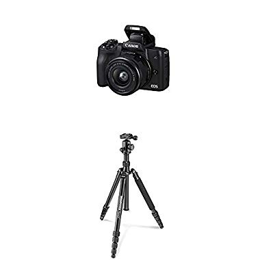 Canon EOS M50 schwarz EF-M 15-45 Kit + Manfrotto Element Traveller Aluminium Kit (schwarz)