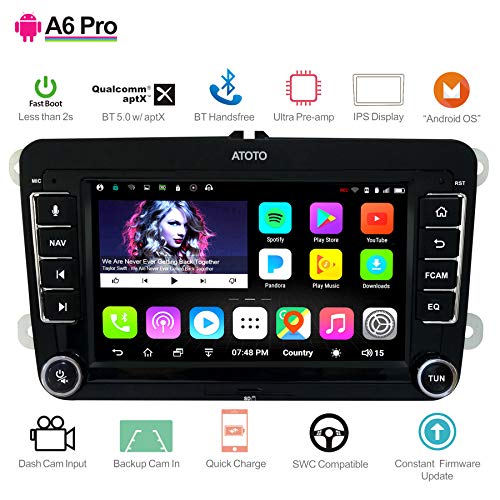 [Für Volkswagen/VW] ATOTO A6 Pro A6YVW721PRB Auto-Audio- /Video-Navigation Double DIN Android- 2X Bluetooth mit aptX - Mobiltelefon/Ultra-Vorverstärker Aufladen - Autoradio Multimedia, WLAN und mehr