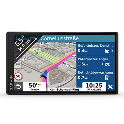 Garmin DriveSmart 55 MT-D EU Navi - Rahmenloses Touch-Display,3D-Navigationskarten und Live-Traffic Via DAB+
