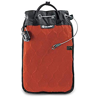 Pacsafe Travelsafe 5L - Mobiler Safe mit TSA-Zahlen Schloß,Trage-Tasche mit Anti-Diebstahl Technologie,5 Liter Volumen,Orange/Orange