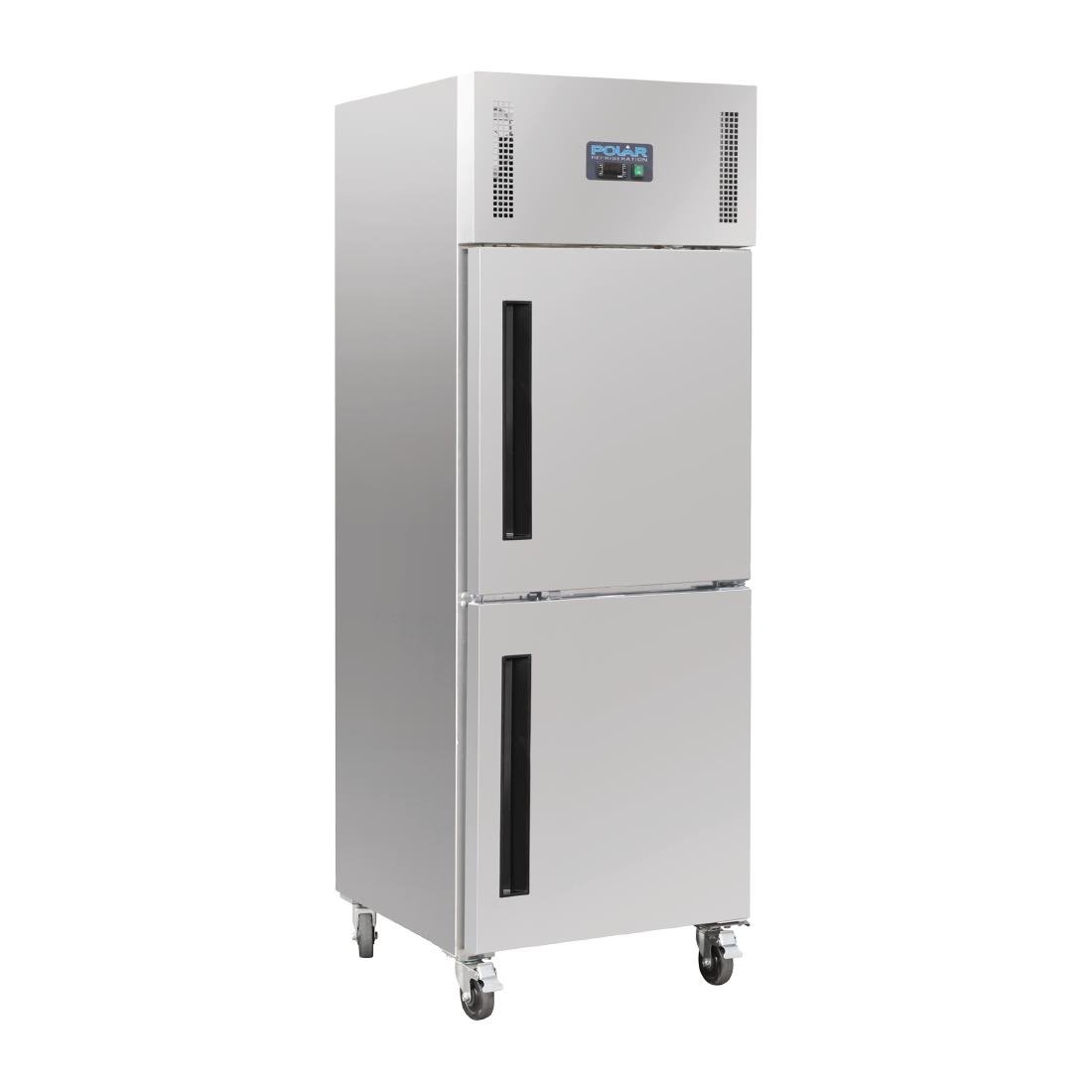 Polar Kühlschrank Edelstahl mit geteilter Tür 600L (Silber)