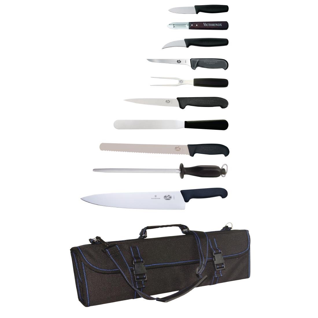 Victorinox 11-teiliges Messerset und Tasche (Schwarz)