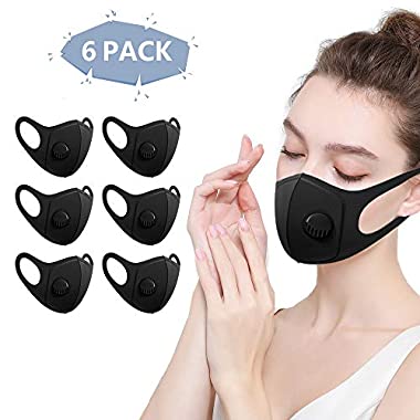 6 Stück Mundmaske mit Filter, Staubmasken, Wiederverwendbar, Waschbar, Atemschutzmaske für Laufen, Radfahren, Outdoor-Aktivitäten mit Atemventil