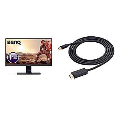 BenQ GL2580HM 62,23 cm (24,5 Zoll) Full HD LED Gaming Monitor (HDMI, Eye-Care, 1080p, 1ms Reaktionszeit) & AmazonBasics Verbindungskabel, Mini-DisplayPort auf HDMI, 1,8 m