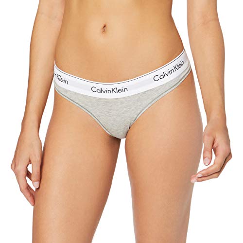 Calvin Klein Damen MODERN Cotton-Thong String, Grau (Grey Heather 020), L