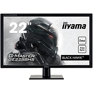 iiyama G-MASTER Black Hawk GE2288HS-B1 54,7cm (LED-Monitor Full-HD (DVI-D, HDMI, 1ms Reaktionszeit, FreeSync) schwarz) (schwarz 75Hz, 22 Zoll, FullHD 1920 x 1080, Single)