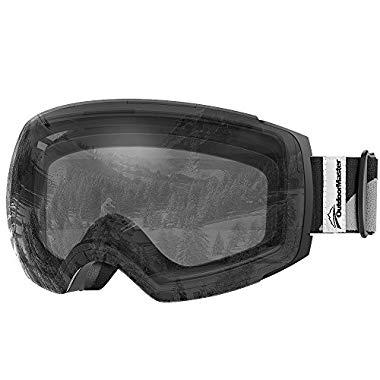 OutdoorMaster Ski Goggles PRO mit Magnetisch Wechselsystem (Schwarz, VLT99% Klar)
