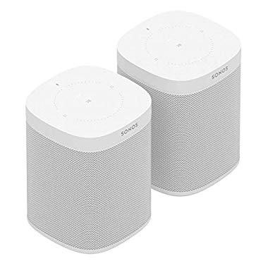 Sonos 2x One Smart Speaker, weiß - Intelligenter WLAN Lautsprecher mit Alexa Sprachsteuerung & AirPlay - Multiroom Speaker für unbegrenztes Musikstreaming + AmazonBasics Ethernet-Netzwerkkabel