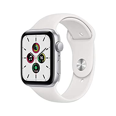 Apple Watch SE (GPS, 44 mm) Aluminiumgehäuse Silber, Sportarmband Weiß