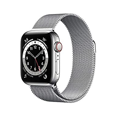 Apple Watch Series 6 (GPS + Cellular, 40 mm) Edelstahlgehäuse Silber, Milanaise Armband Silber