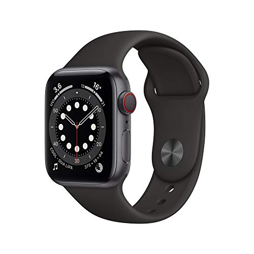 Apple Watch Series 6 (GPS + Cellular, 40 mm) Aluminiumgehäuse Space Grau, Sportarmband Schwarz