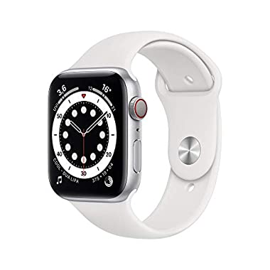 Apple Watch Series 6 (GPS + Cellular, 44 mm) Aluminiumgehäuse Silber, Sportarmband Weiß