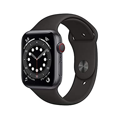 Apple Watch Series 6 (GPS + Cellular, 44 mm) Aluminiumgehäuse Space Grau, Sportarmband Schwarz