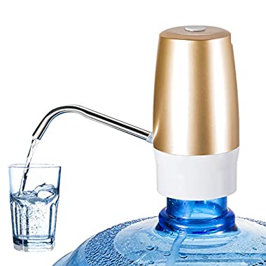 Hica Wasserpumpenspender, automatische Trinkwasserflaschenpumpe für 2,7 l Wasserflaschenspender, USB-Aufladung, tragbarer Wasserspender (Gold)