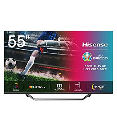 Hisense 55U7QF QLED 139 cm (Fernseher (4K ULED HDR Smart TV, HDR 10+, Dolby Vision & Atmos, Full Array Local Dimming, WCG, USB-Recording, Ultra Slim Design, Mittelstandfuß)) (Serie U7QF, 55 Zoll)