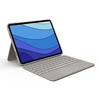 Logitech Combo Touch iPad Pro 11 Zoll (Keyboard Case - Abnehmbare Tastatur-Case - Click-Anywhere Trackpad, Smart Connector - Deutsches QWERTZ-Layout - Sandfarbe)
