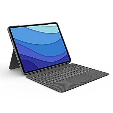 Logitech Combo Touch iPad Pro 12,9 (Keyboard Case, Abnehmbare Tastatur mit Hintergrundbeleuchtung, Click-Anywhere Trackpad, Smart Connector, Deutsches QWERTZ-Layout - Grau)