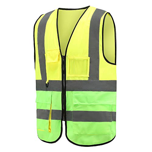 Mehrere Taschen, Mehrere Farben, hochsichtbare Warnweste Hohe Sichtbarkeit Warnweste Reflektierende Weste Reißverschluss EN ISO 20471 (3XL, G&G)