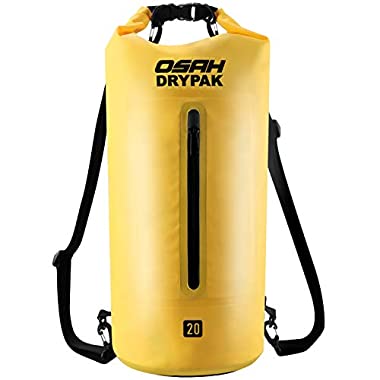 OSAH DRYPAK Dry Bag Wasserdichter Packsack wasserdichte Tasche Sack Beutel Lang Schulter Verstellbarer Schultergurt für Kajak Boot Angeln Rafting Schwimmen Wassersport Treiben (Gelb, 5L)