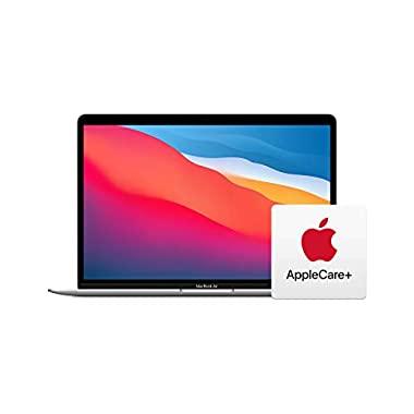2020 Apple MacBook Air Laptop: Apple M1 Chip, 13" Retina Display, 8 GB RAM, 256 GB SSD Speicher, Beleuchtete Tastatur, FaceTime HD Kamera, Touch ID, Silber mit AppleCare+