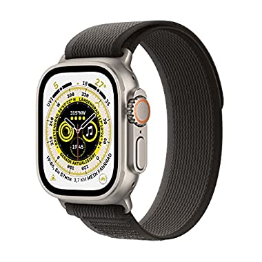 Apple Watch Ultra (GPS + Cellular, 49mm) Smartwatch - Titangehäuse, Trail Loop Schwarz/Grau - M/L. Fitnesstracker, präzisesGPS, Aktionstaste, extra Lange Batterielaufzeit, helleres Retina Display