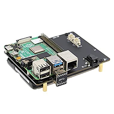 Geekworm Raspberry Pi 4 SATA-Speicher, X825 V2.0 2,5 Zoll SATA HDD/SSD Erweiterungsplatine UASP unterstützt, für Raspberry Pi 4 Modell B 2 GB/4 GB/8 GB (Schwarz (X825 V2.0))