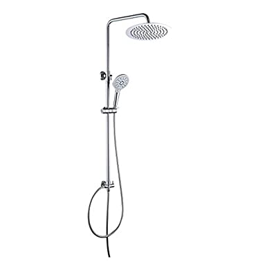 JOHO 304 Edelstahl Duschset Duschsystem Regenduschset mit Kopfbrause (Duschset mit Kopfbrause rund D20cm)