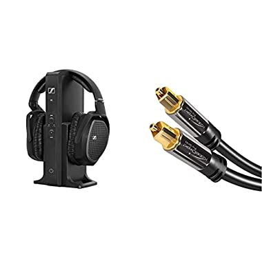 Sennheiser RS 175 Over-Ear Funkkopfhörer HiFi Surround Sound, schwarz & KabelDirekt - Optisches Kabel/Toslink Kabel - 3m